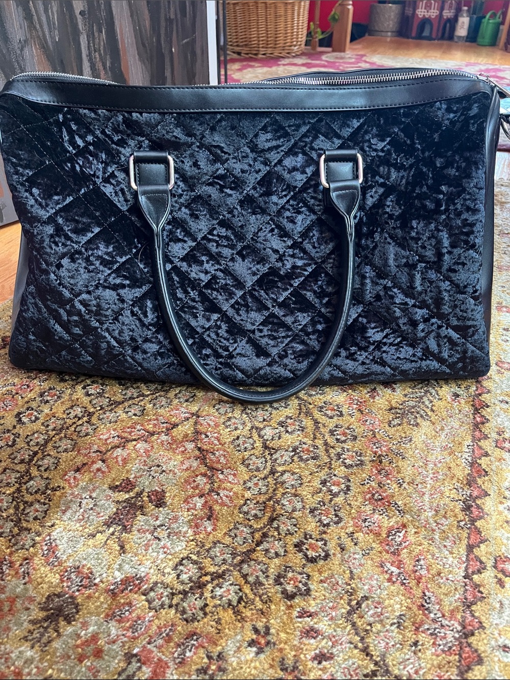 Dolls kill Tricks N Treats velvet spiderweb weekender travel bag - Picture 3 of 4